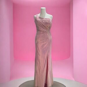 Dancing Queen Pink Sequin One Shoulder Gown XL Elegant Formal Prom Wedding Dress